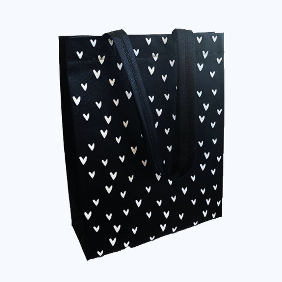 Nonwoven shopper 30x39x10cm - Hartjes zwart