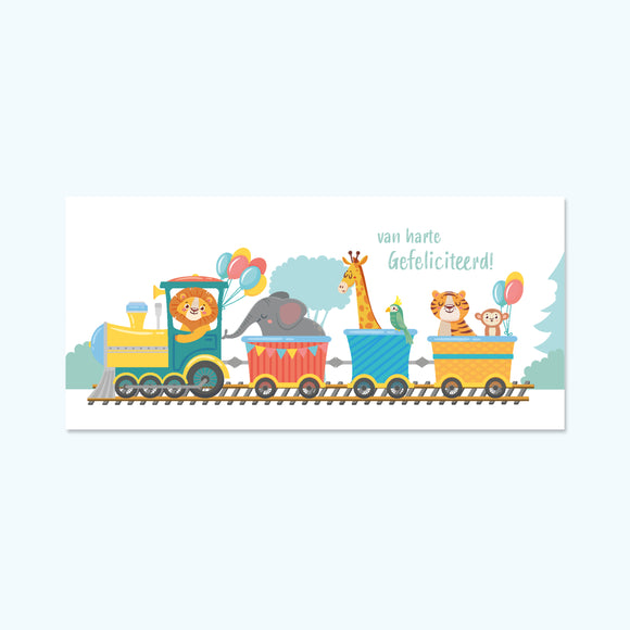 Postkaart - Van harte gefeliciteerd trein