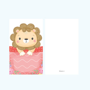 Minikaart - watercolor animal Lion